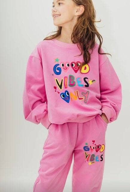 Good Vibes Only Print Sweatshirt And Pant Set