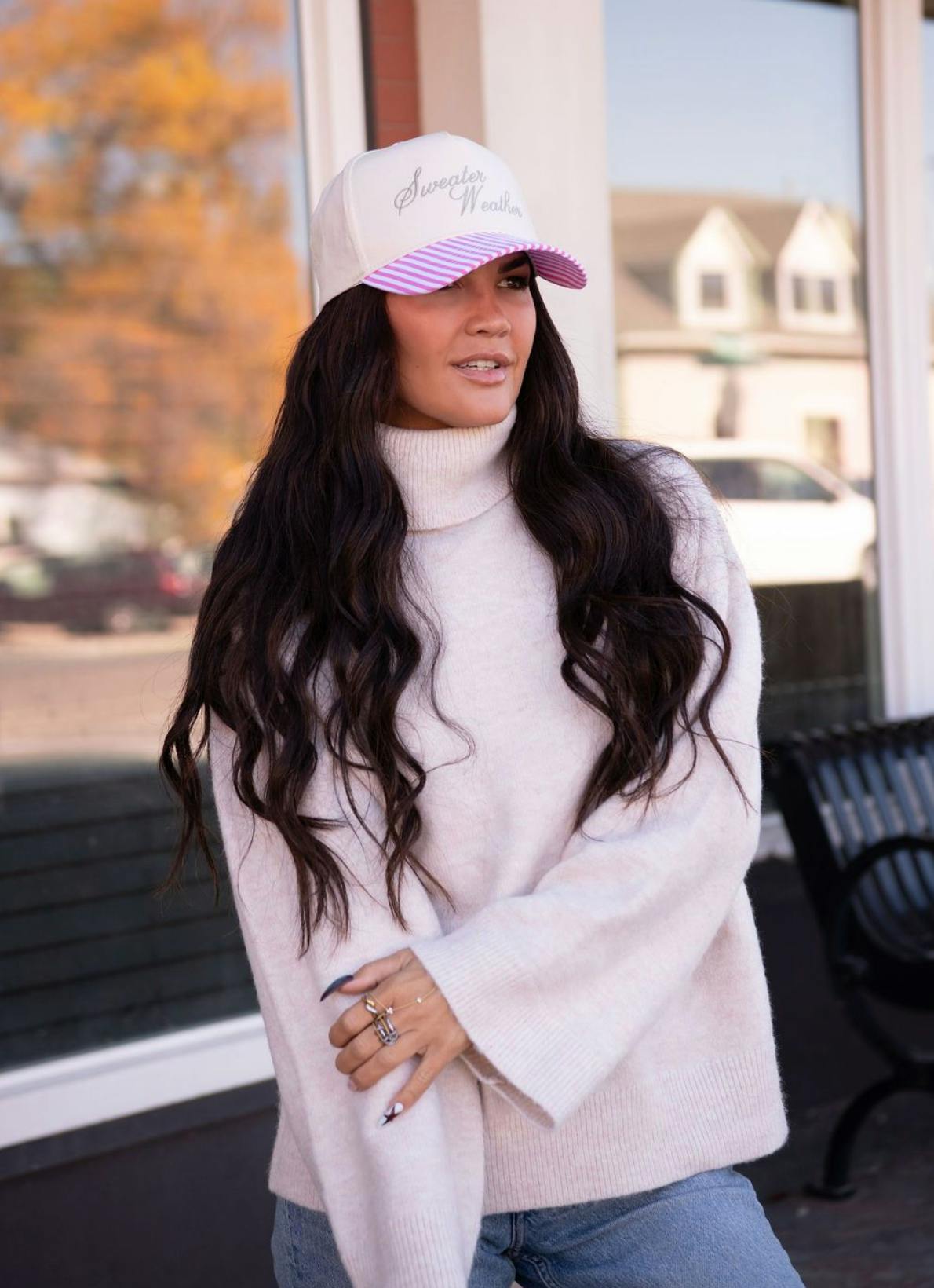 Sweater Weather Striped Brim Hat