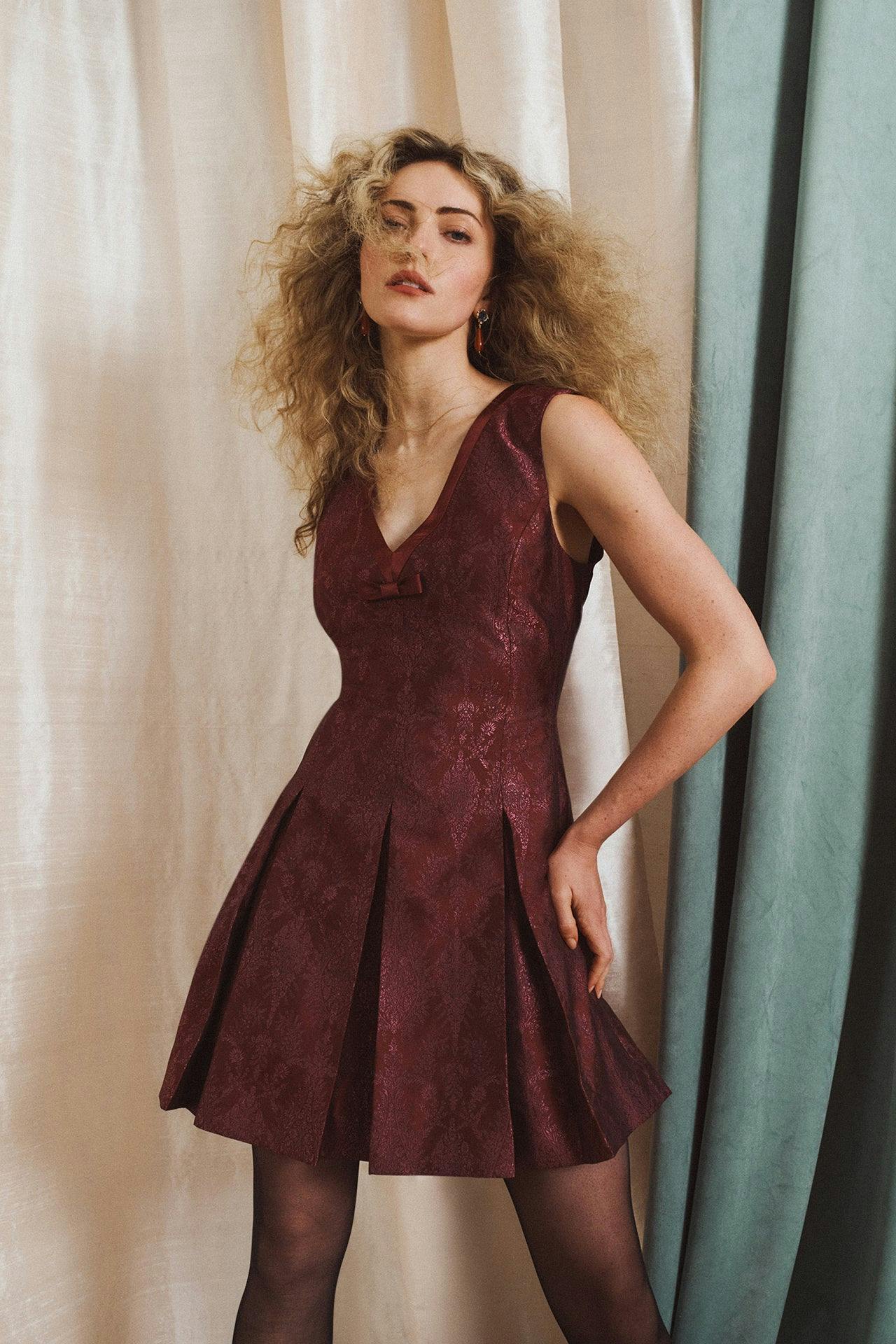 The Jadienne Dress - Plum Damask