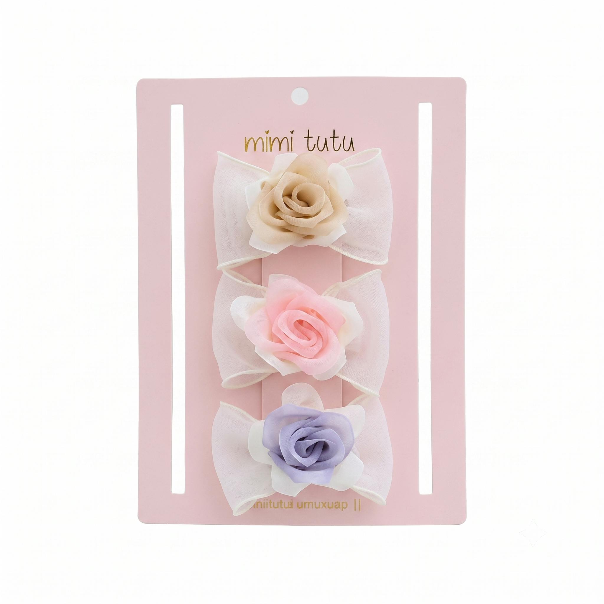 Multicolor Rose Accent Bow Set