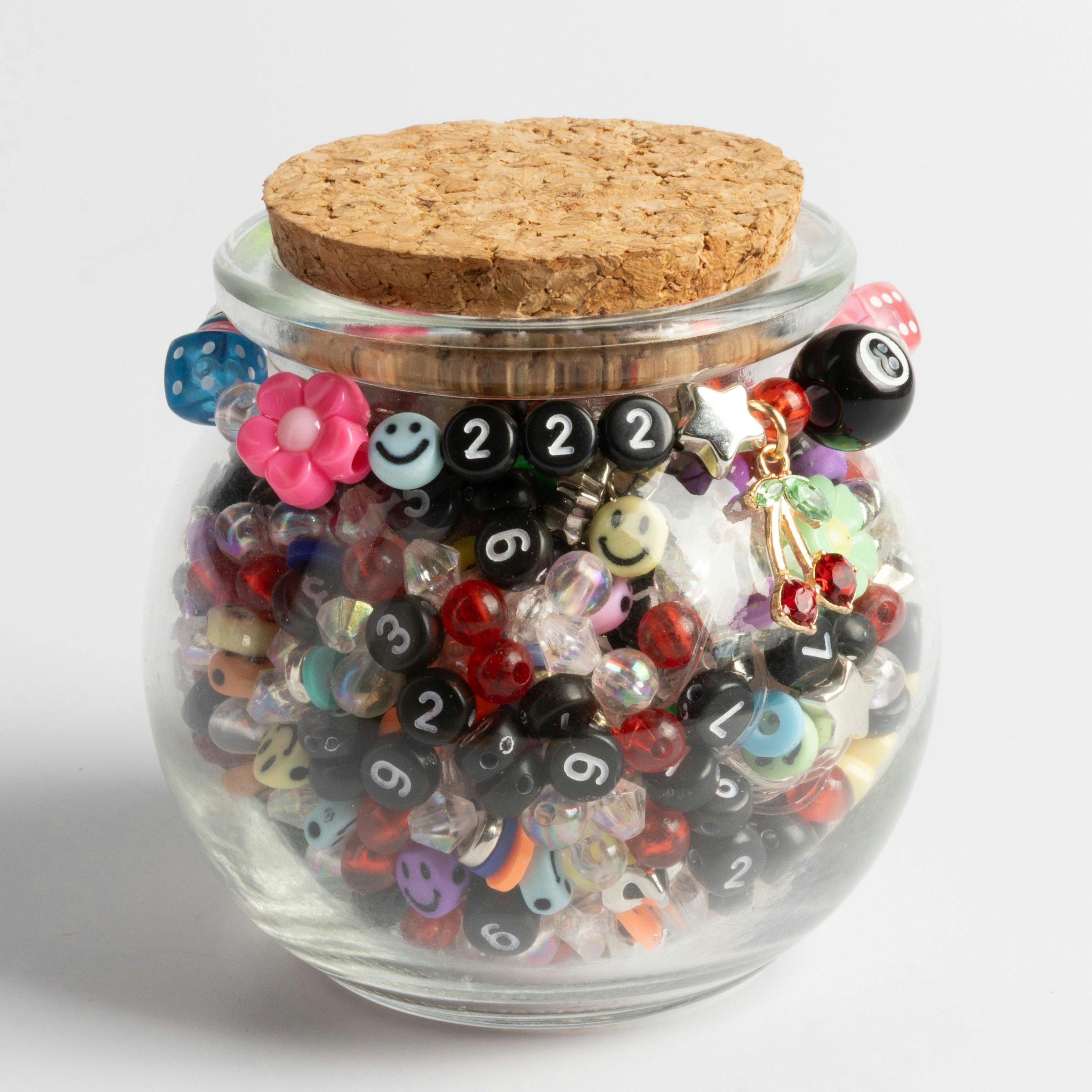 Magic 8 Ball Beads Black Number Beads Neon Flower Beads Cherry Charm Y2K Edition DIY Jar