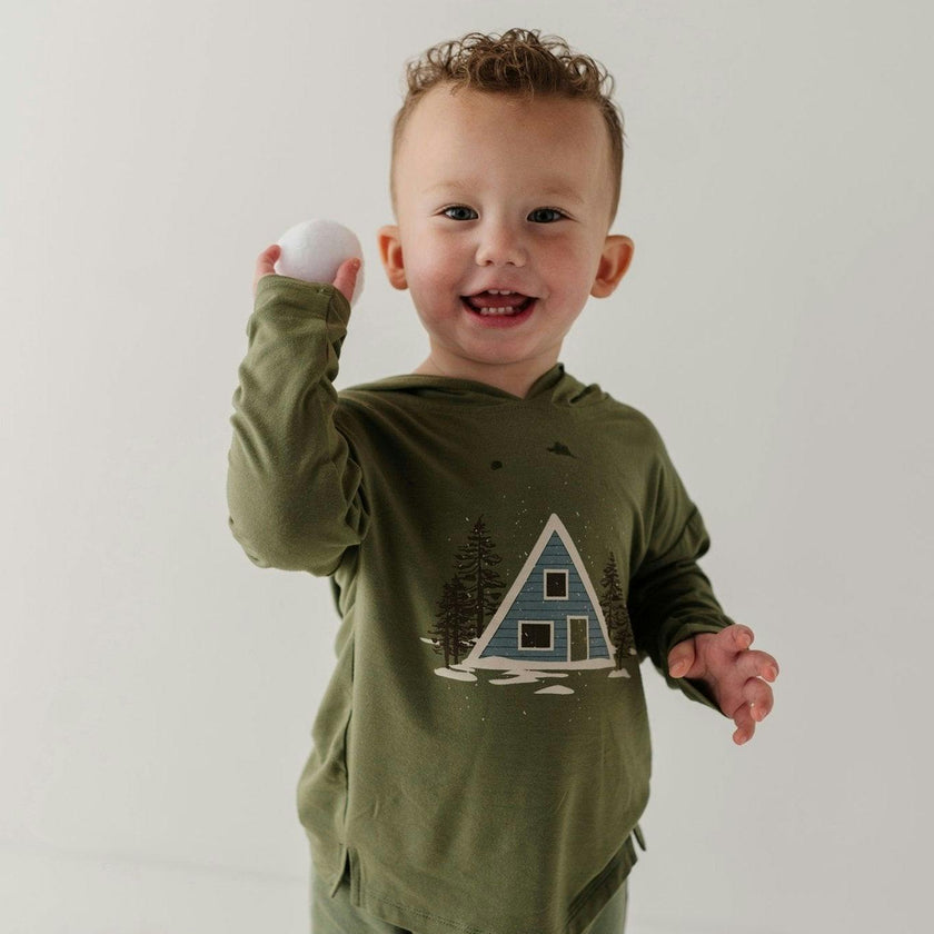 Boys Jersey Hoodie in Snow Lodge