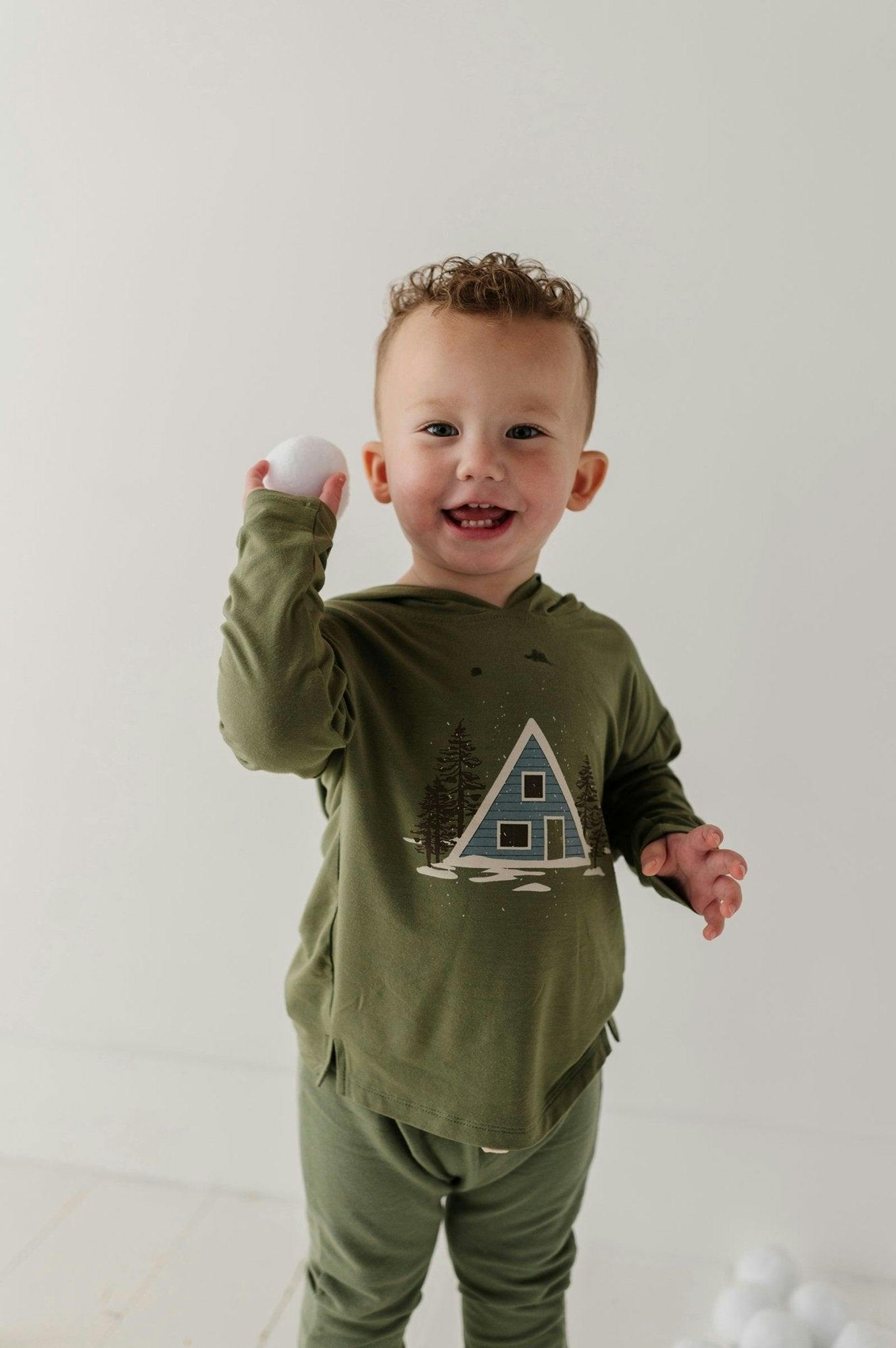 Boys Jersey Hoodie in Snow Lodge