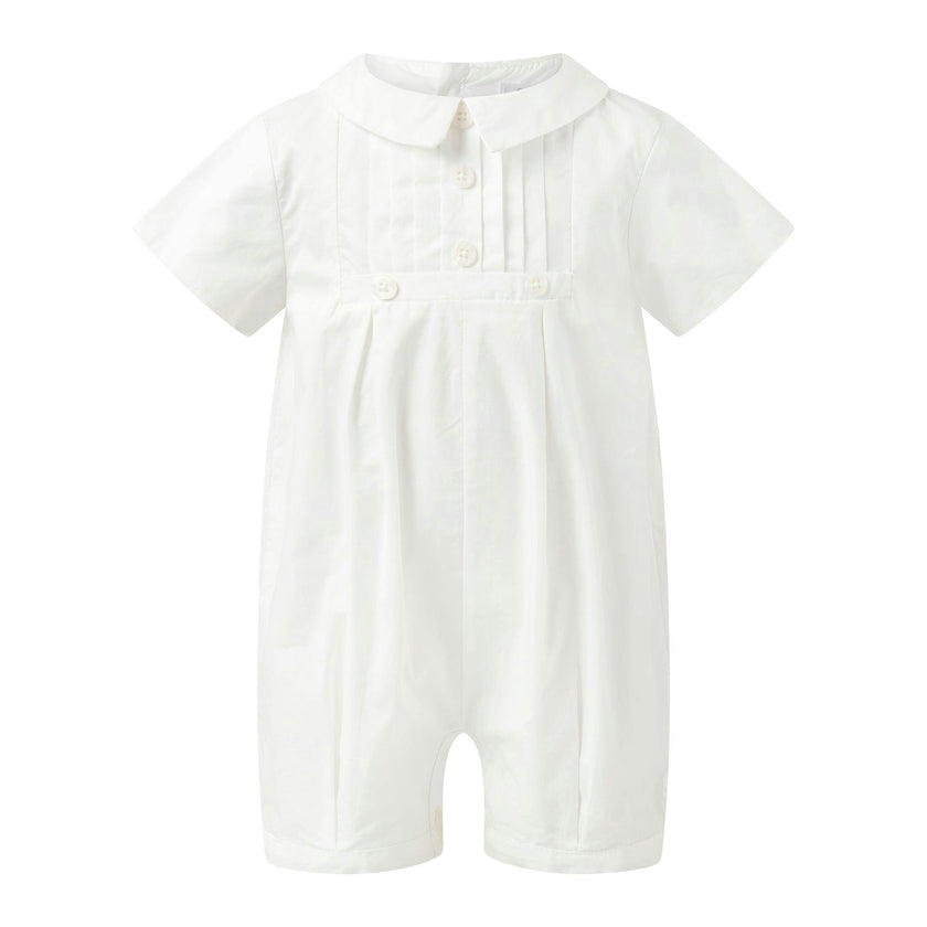Satin Pintuck Romper and Bonnet