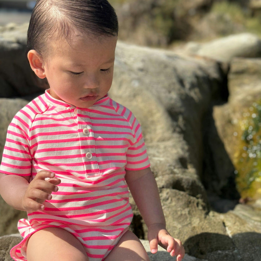 NEON PINK RAGLAN Jersey Onesie
