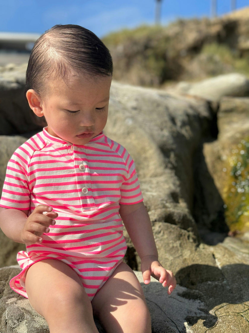 NEON PINK RAGLAN Jersey Onesie