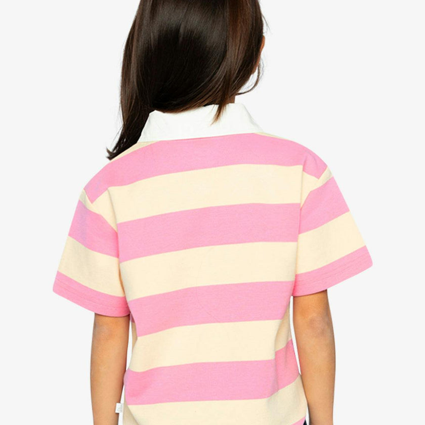 Polo Top Pink and Beige Stripes