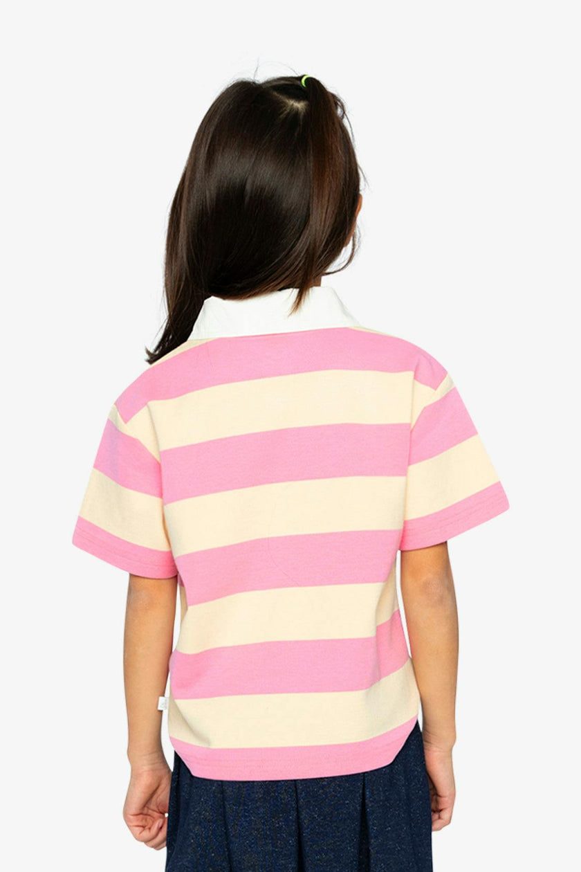 Polo Top Pink and Beige Stripes