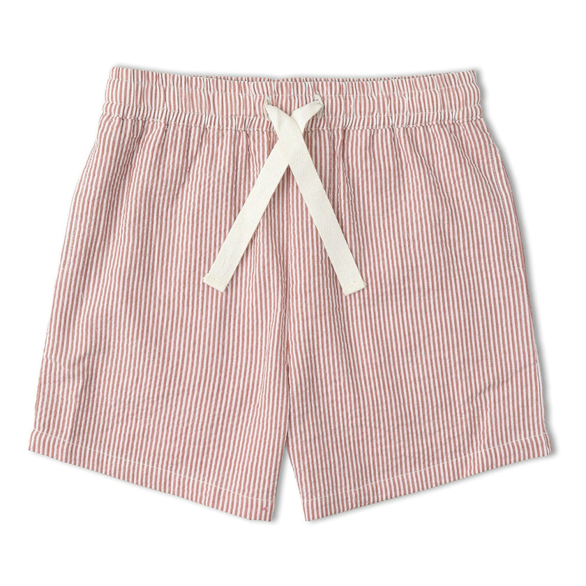 Organic Shirt & Shorts Set - Coral Stripes