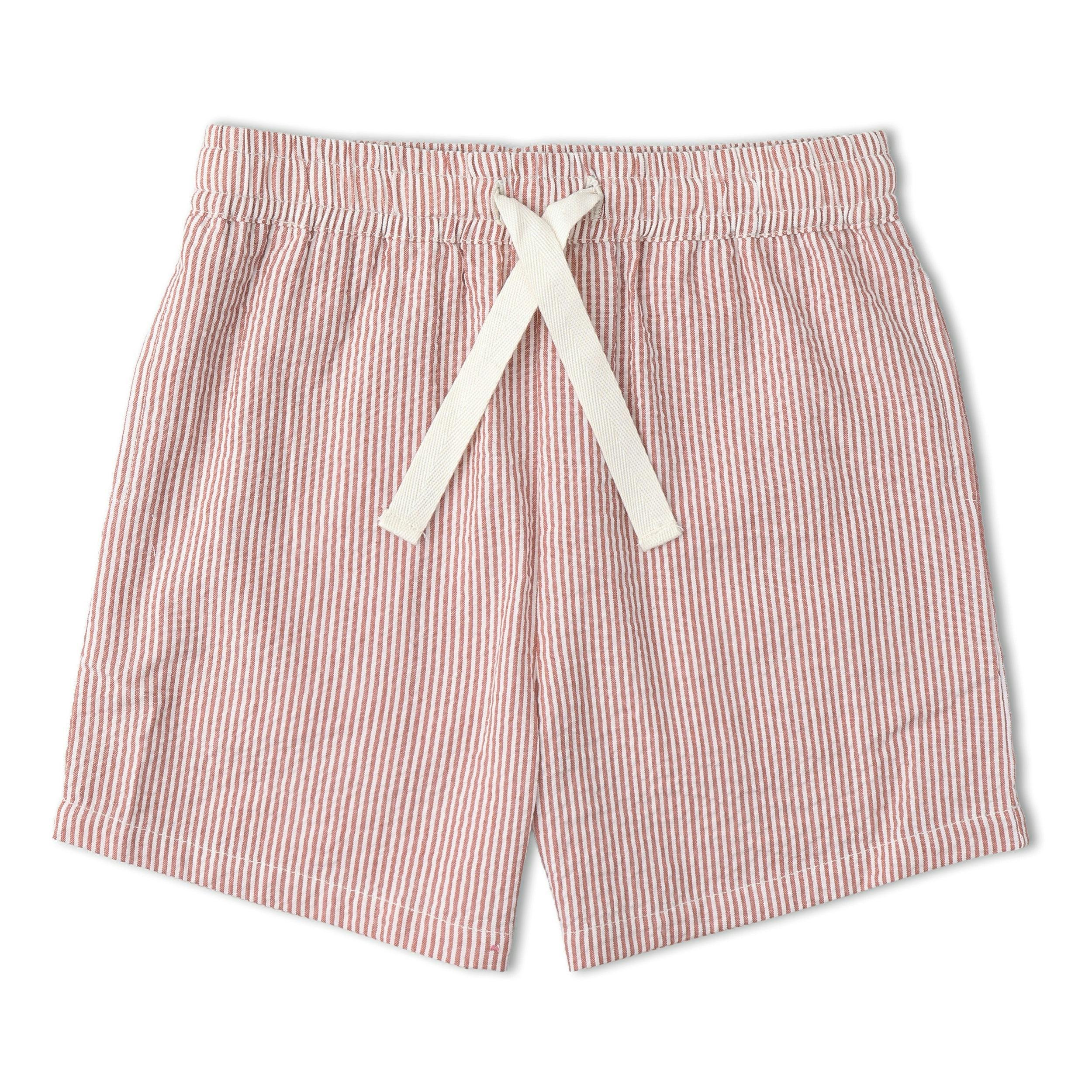 Organic Shirt & Shorts Set - Coral Stripes