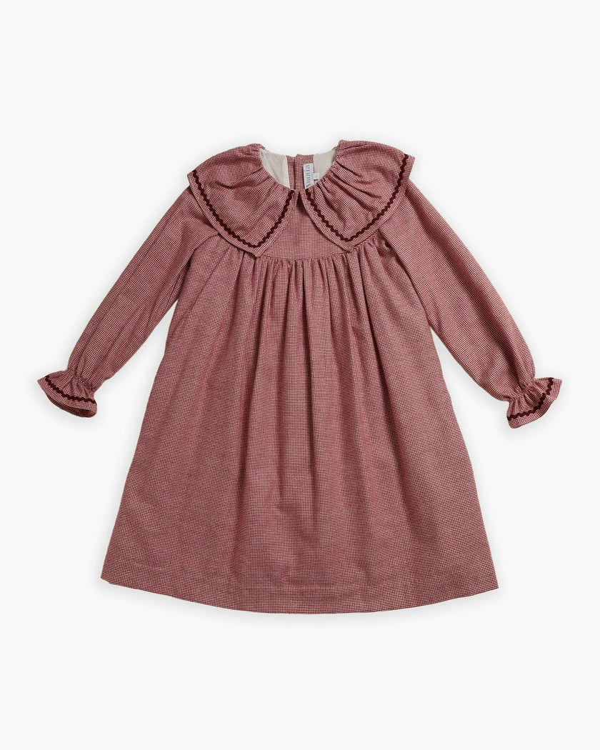 Pierrot Dress Burgundy Minicheck