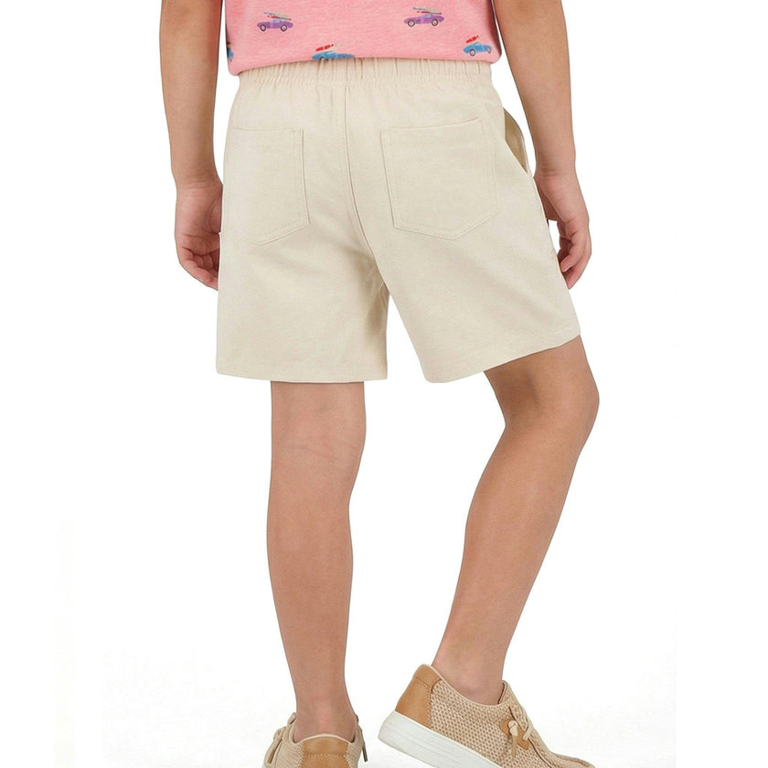 Boys Beige Textured Linen Shorts | Beige