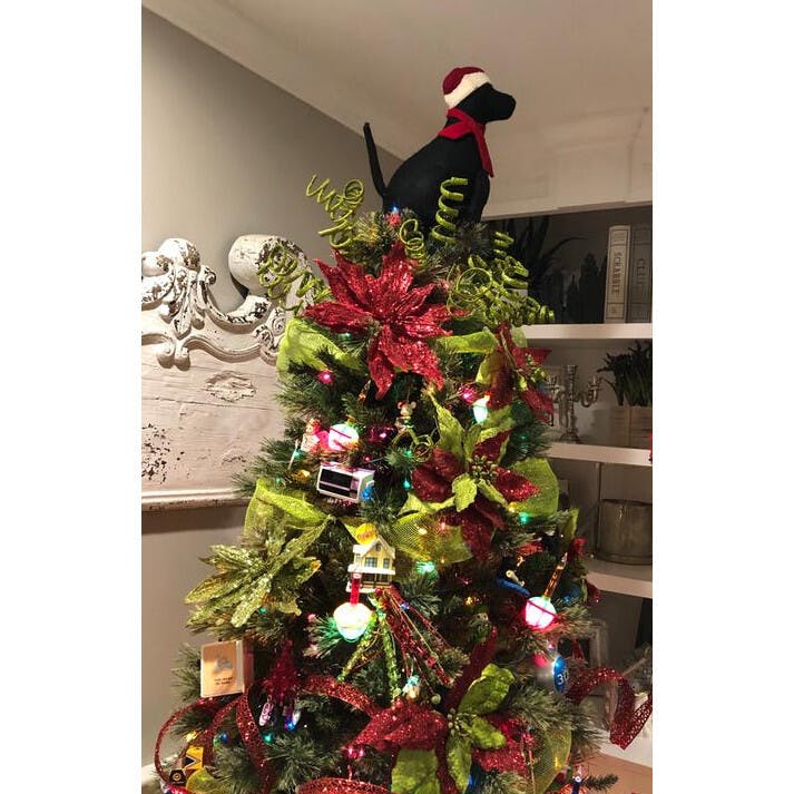 Lab Santa Hat Christmas Tree Topper Hand Felted Wool
