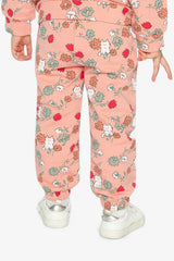 French Terry Sweatpants Pink Cat Print