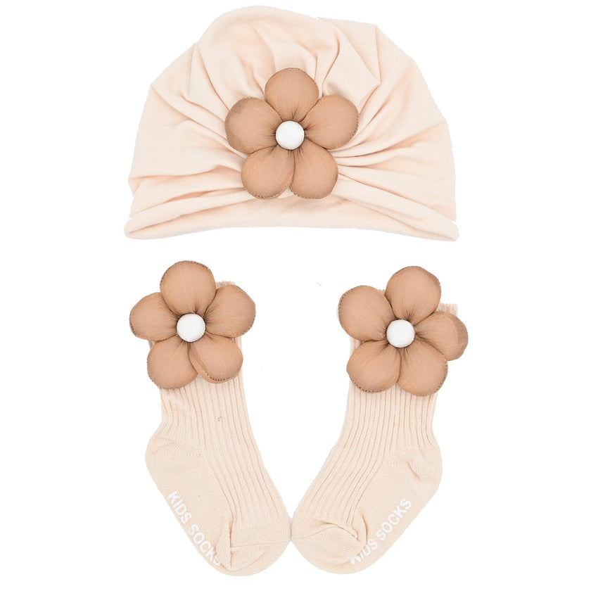 Brown Flower Beige Accent Gift Set