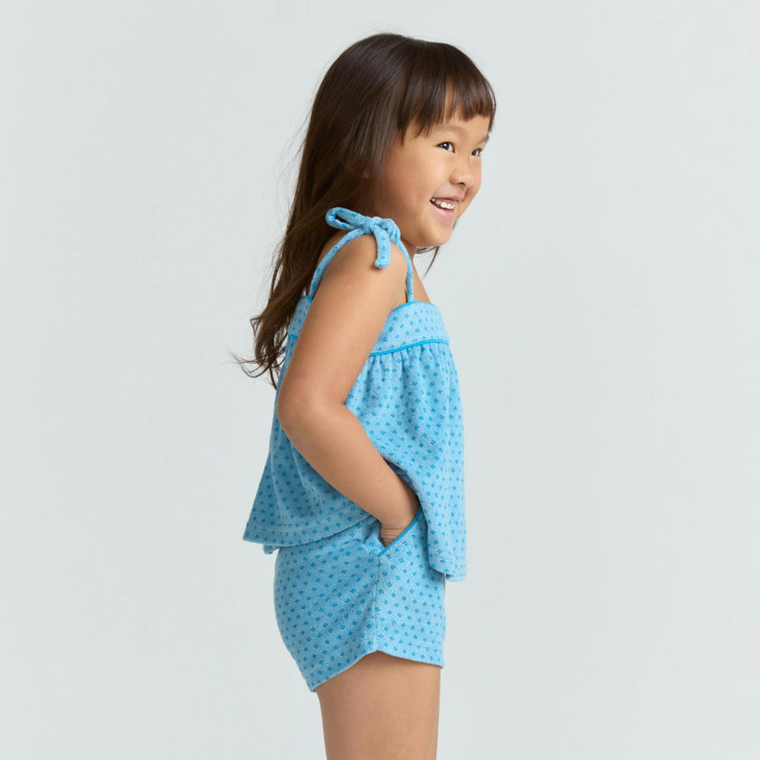 girls le marin dot french terry tie top and short set