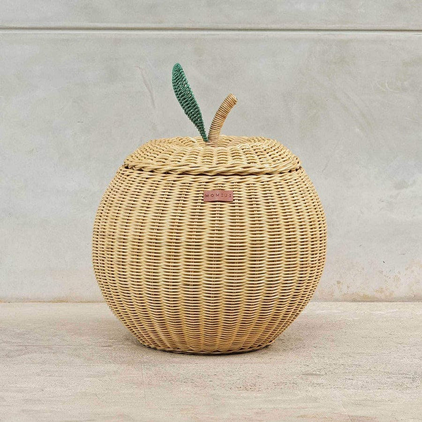 Handcrafted - Apple Storage Basket Natural (Medium) - Rattan Wicker
