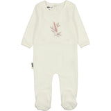Floral Embroidered Round Neck Long Sleeve Footie