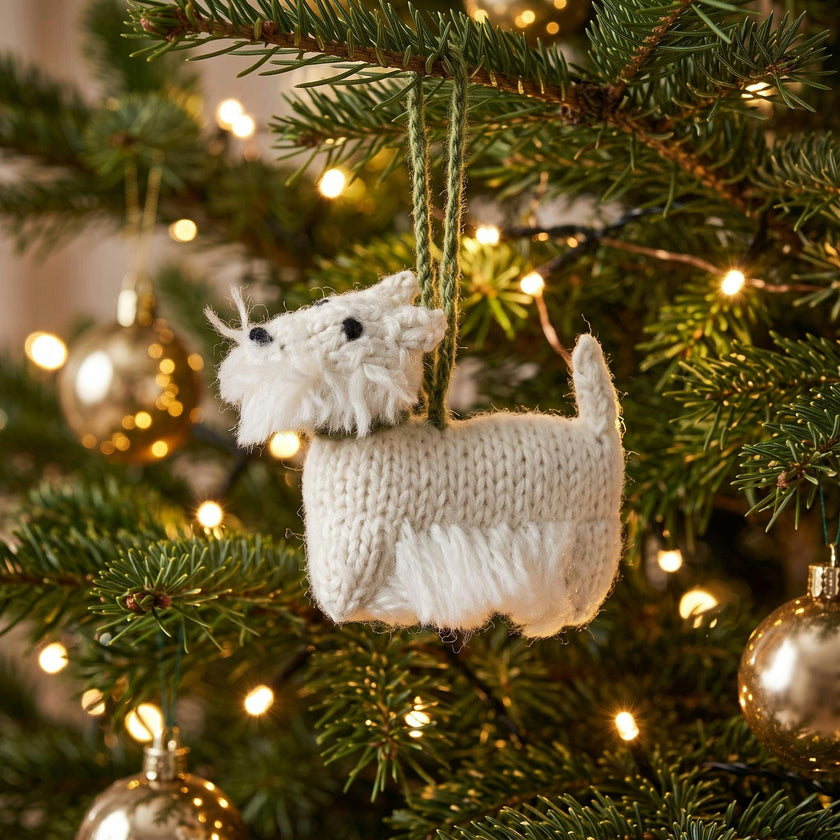West Highland Terrier (Westie) Dog Hand Knit Christmas Ornament