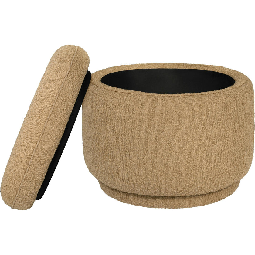 Enoki Storage Ottoman in Boucle in Sand Boucle