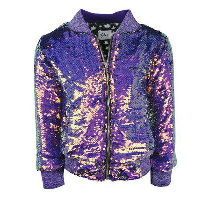 Women's Magic Mermaid Sequin Bomber Purple