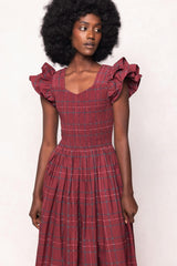 Hattie Dress in Burgundy Plaid