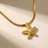 Golden Starfish Collar Necklace