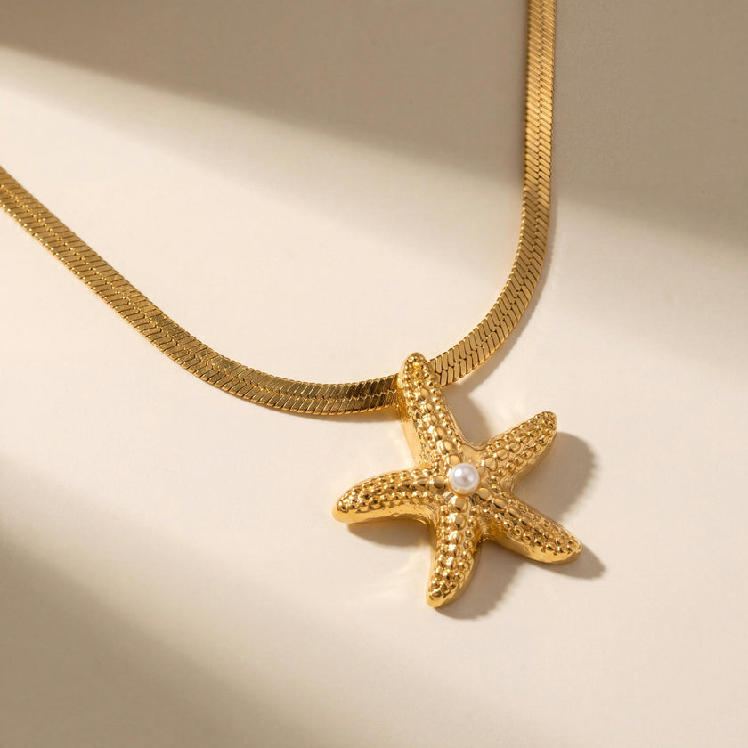 Golden Starfish Collar Necklace