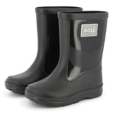 Kids Black Rain Boots with Applique