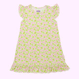 Pink and Green Floral Bamboo Dress