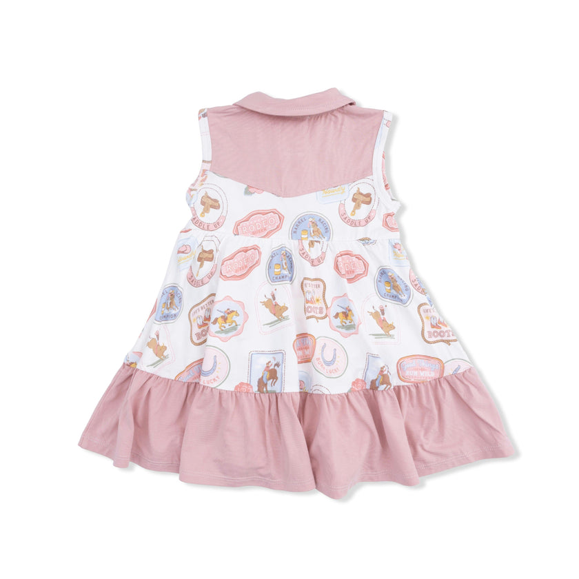 Rodeo Patches Pink - Cowboy Bodysuit Dress