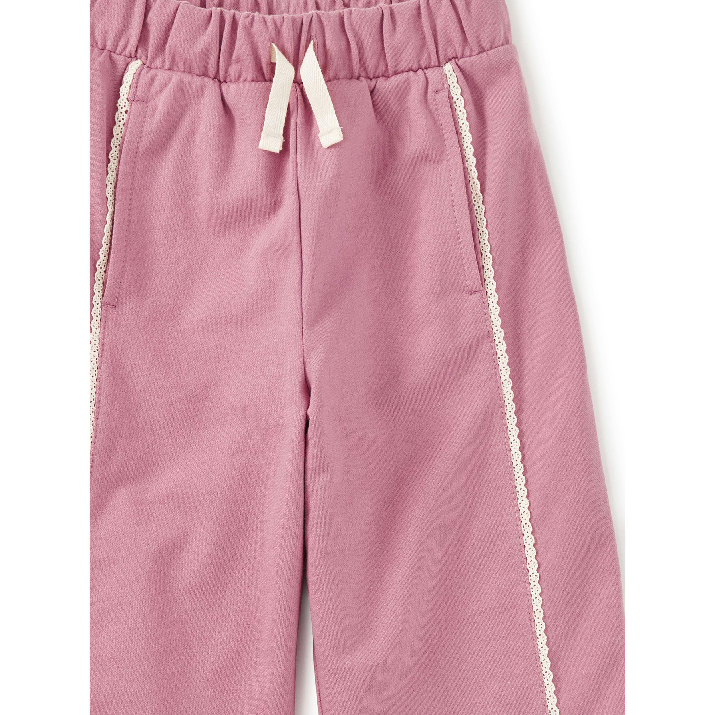 Lace Trim Track Pants, Hydrangea