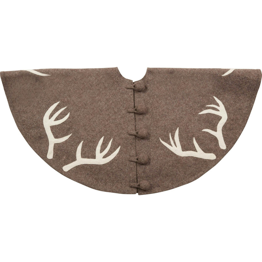 Handmade Felt Antlers Gray Christmas Tree Skirt 60" / 72"