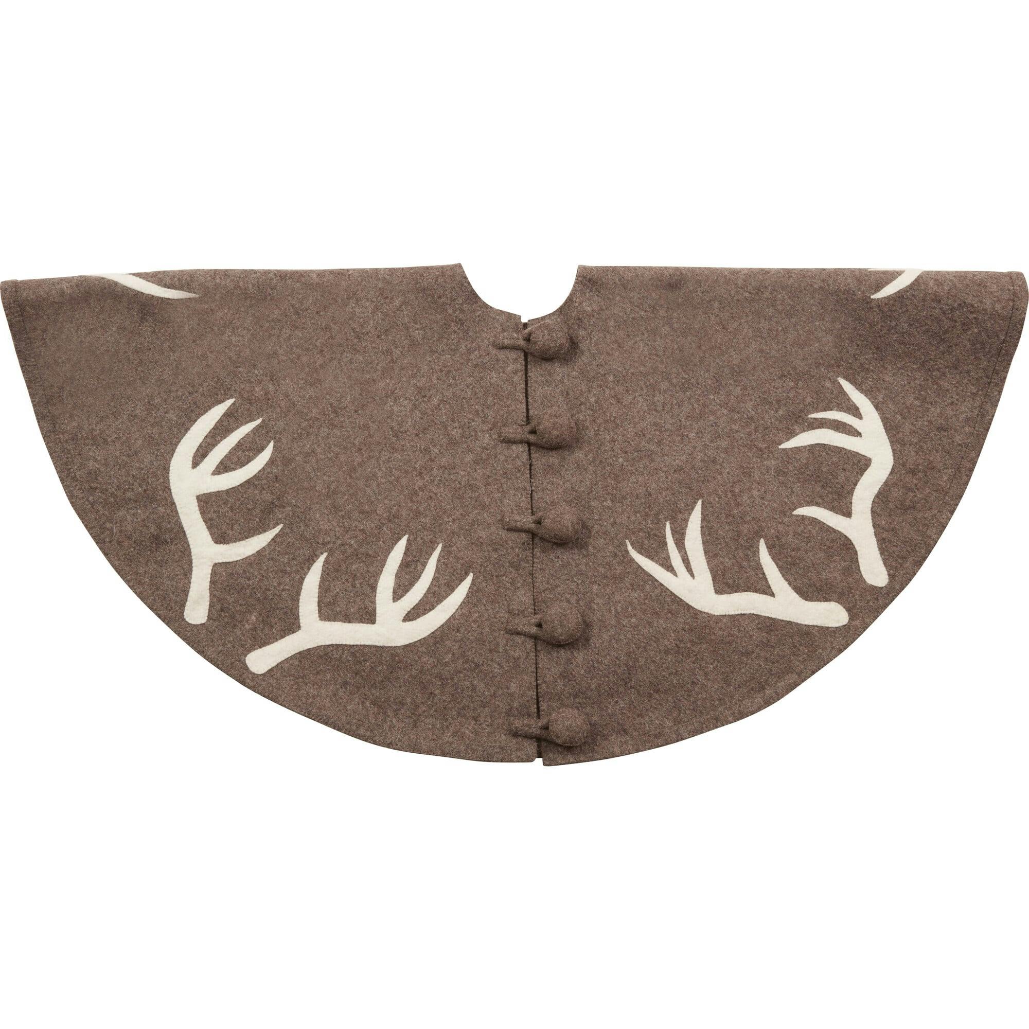 Handmade Felt Antlers Gray Christmas Tree Skirt 60