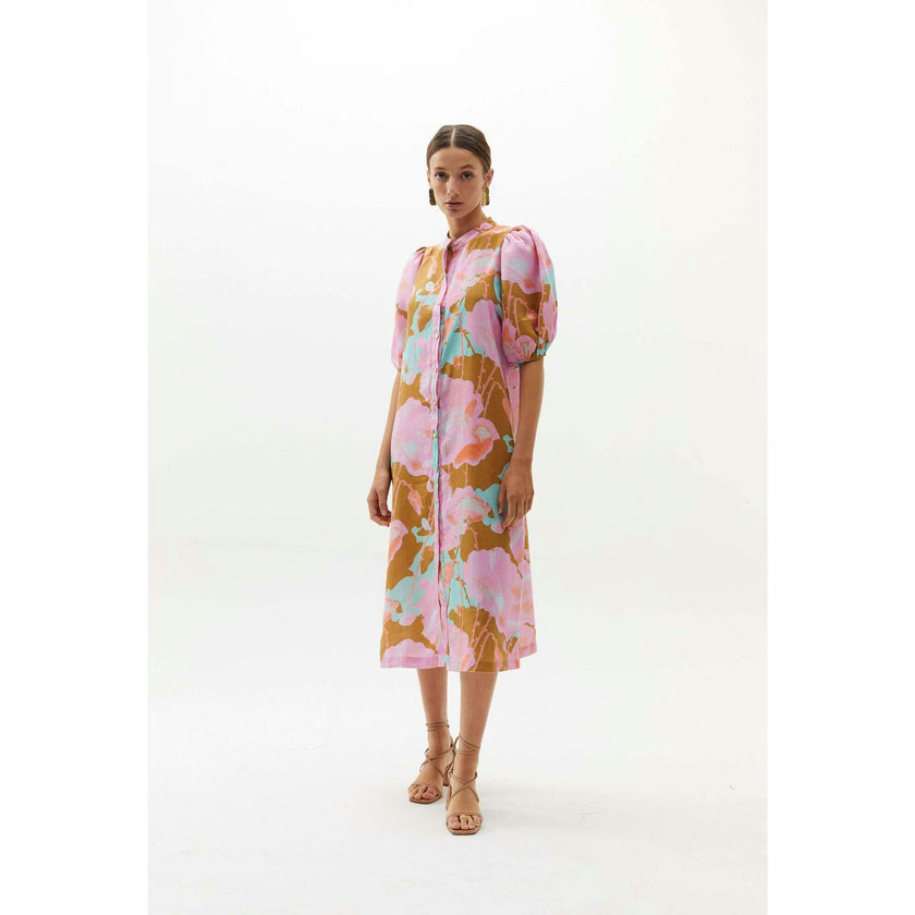 Bubble Linen Dress - Aquarela
