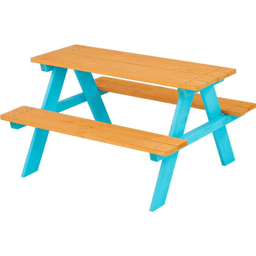 Outdoor Picnic Table & Chair Set - Wood / Petrol