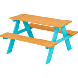 Outdoor Picnic Table & Chair Set - Wood / Petrol