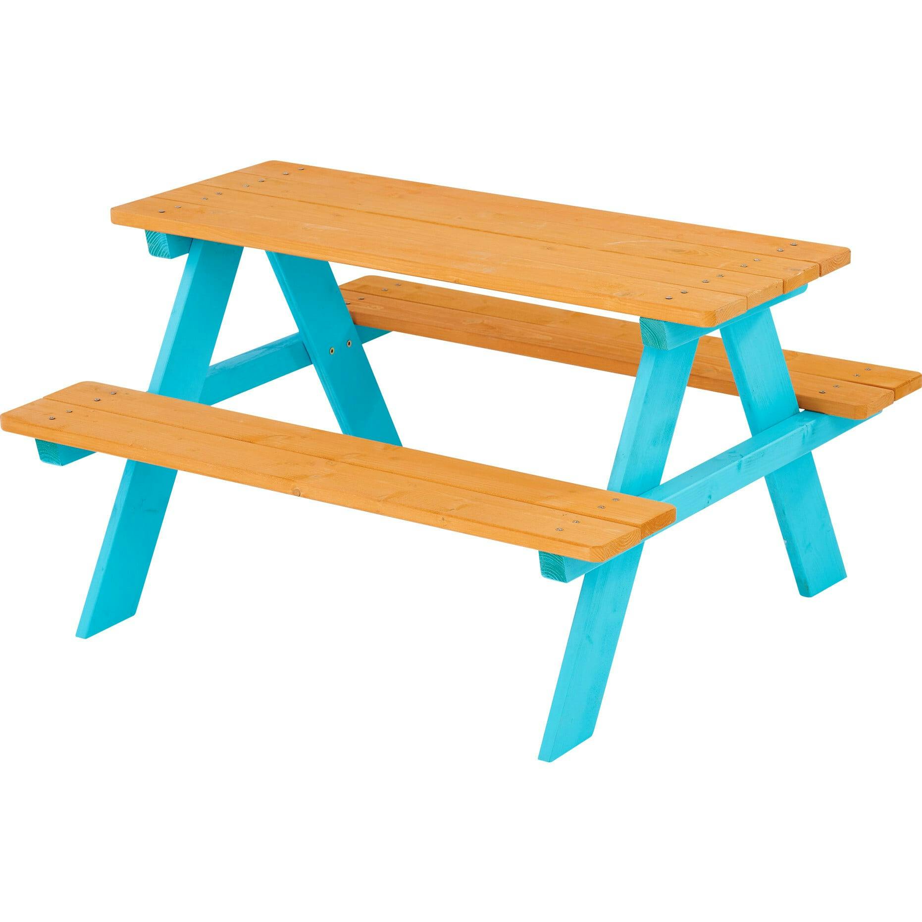 Outdoor Picnic Table & Chair Set - Wood / Petrol