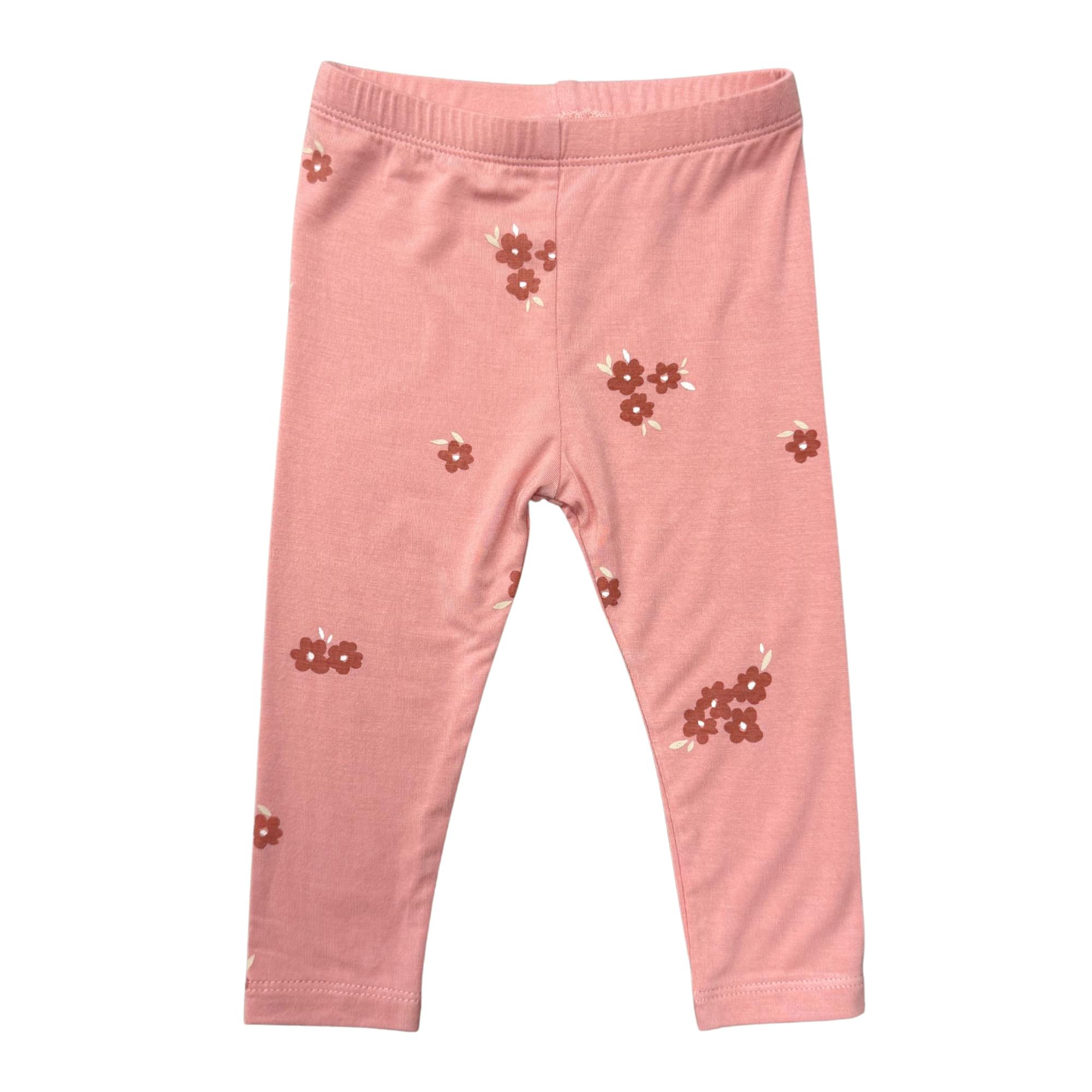 Girls Basic Leggings in Floral Stamp