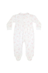Charming Bows Print Smocked Footie