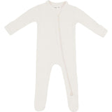 Ribbed Zipper Footie, Oat