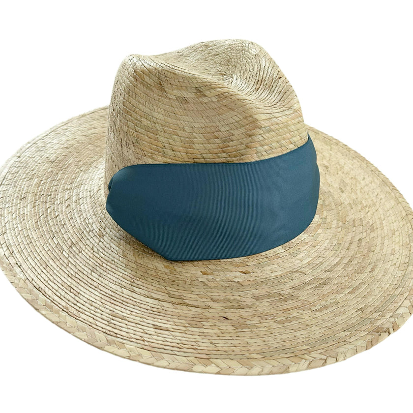 Zinnia Sun Hat - Wide & Short French Blue Grosgrain Ribbon