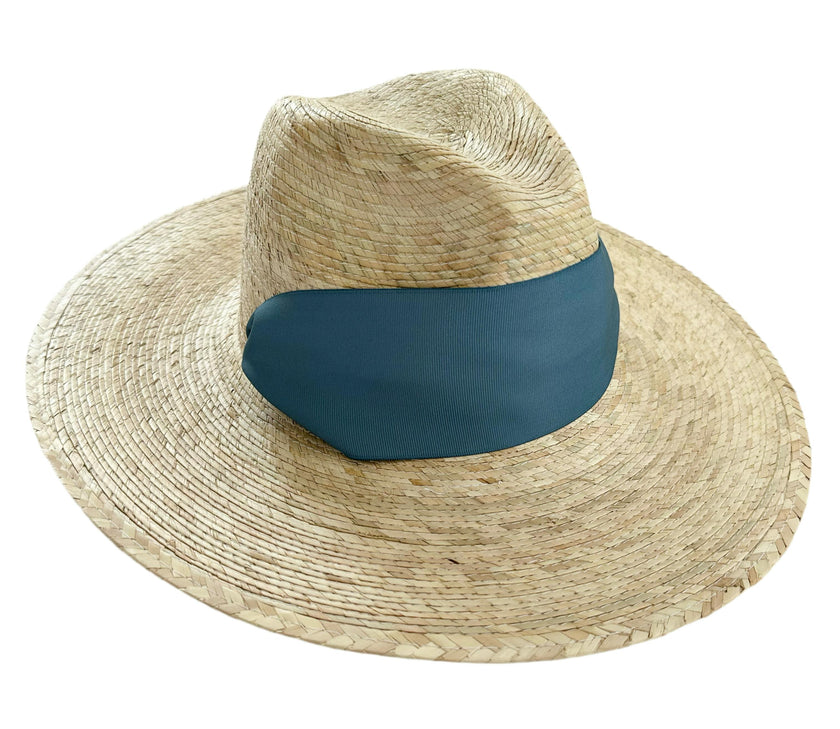 Zinnia Sun Hat - Wide & Short French Blue Grosgrain Ribbon