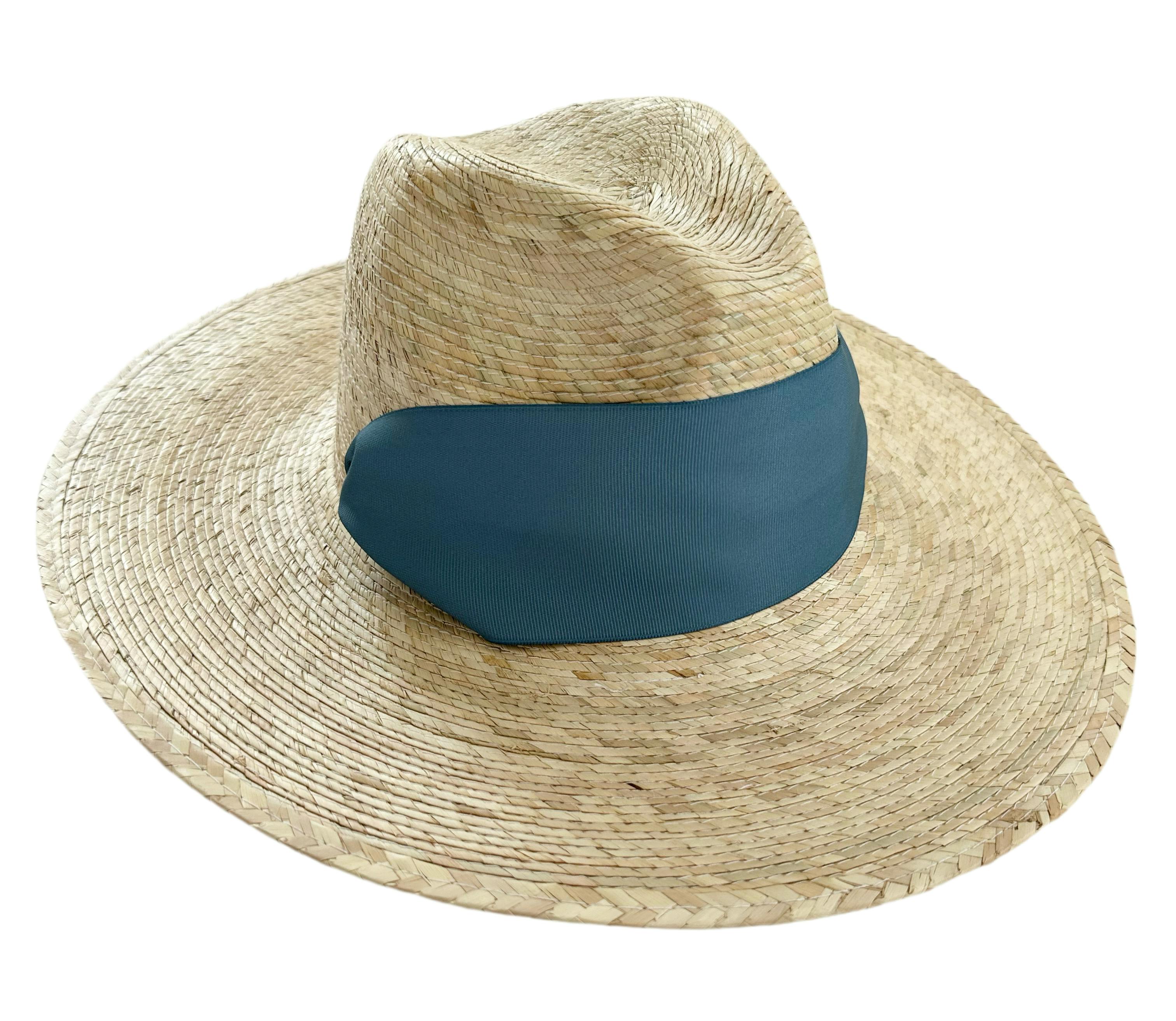Zinnia Sun Hat - Wide & Short French Blue Grosgrain Ribbon