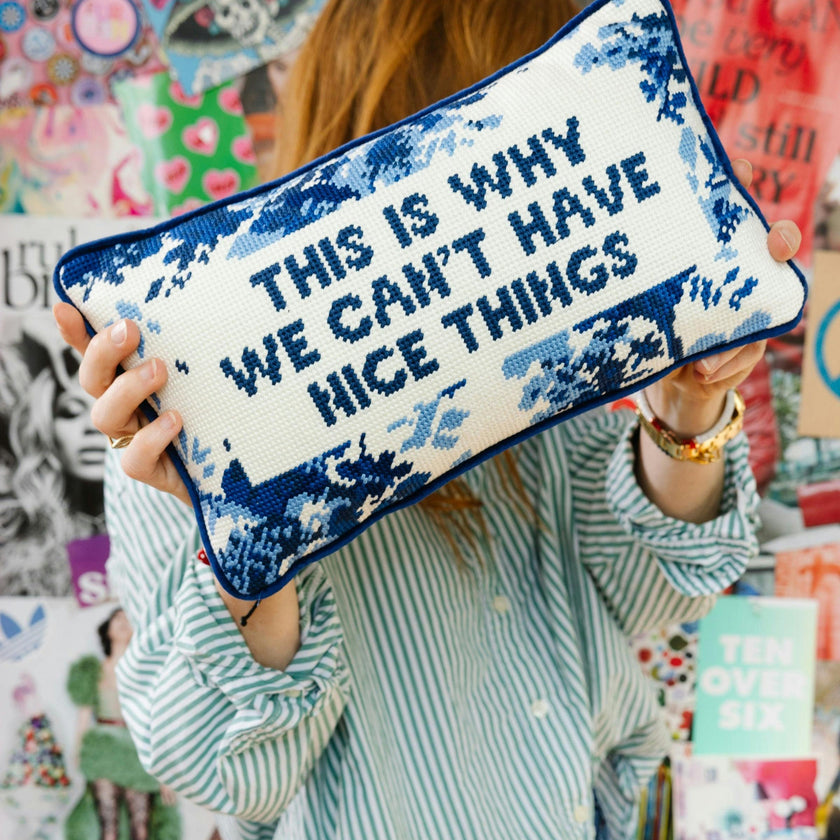 Nice Things Needlepoint Pillow