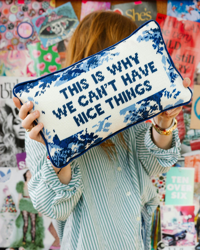 Nice Things Needlepoint Pillow