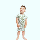 Organic Snap Romper in Green Leaves