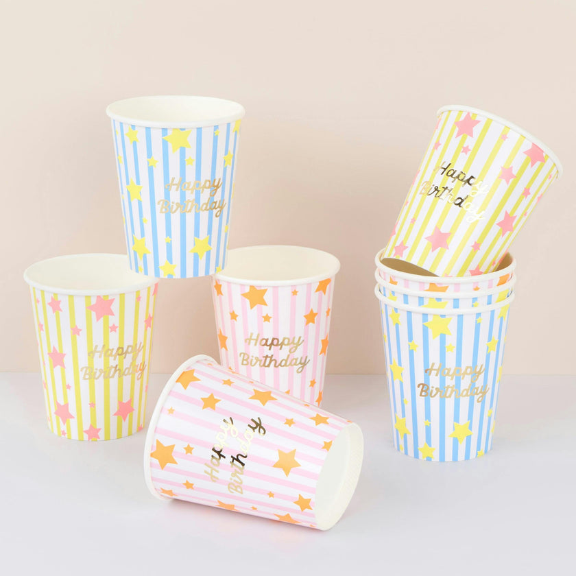 Bright Star Happy Birthday Cups