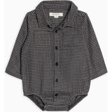 KENDI Carson Flannel Long Sleeve Collared Button Down Bodysuit Houndstooth