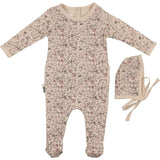Elegant Floral Footie and Beanie Set